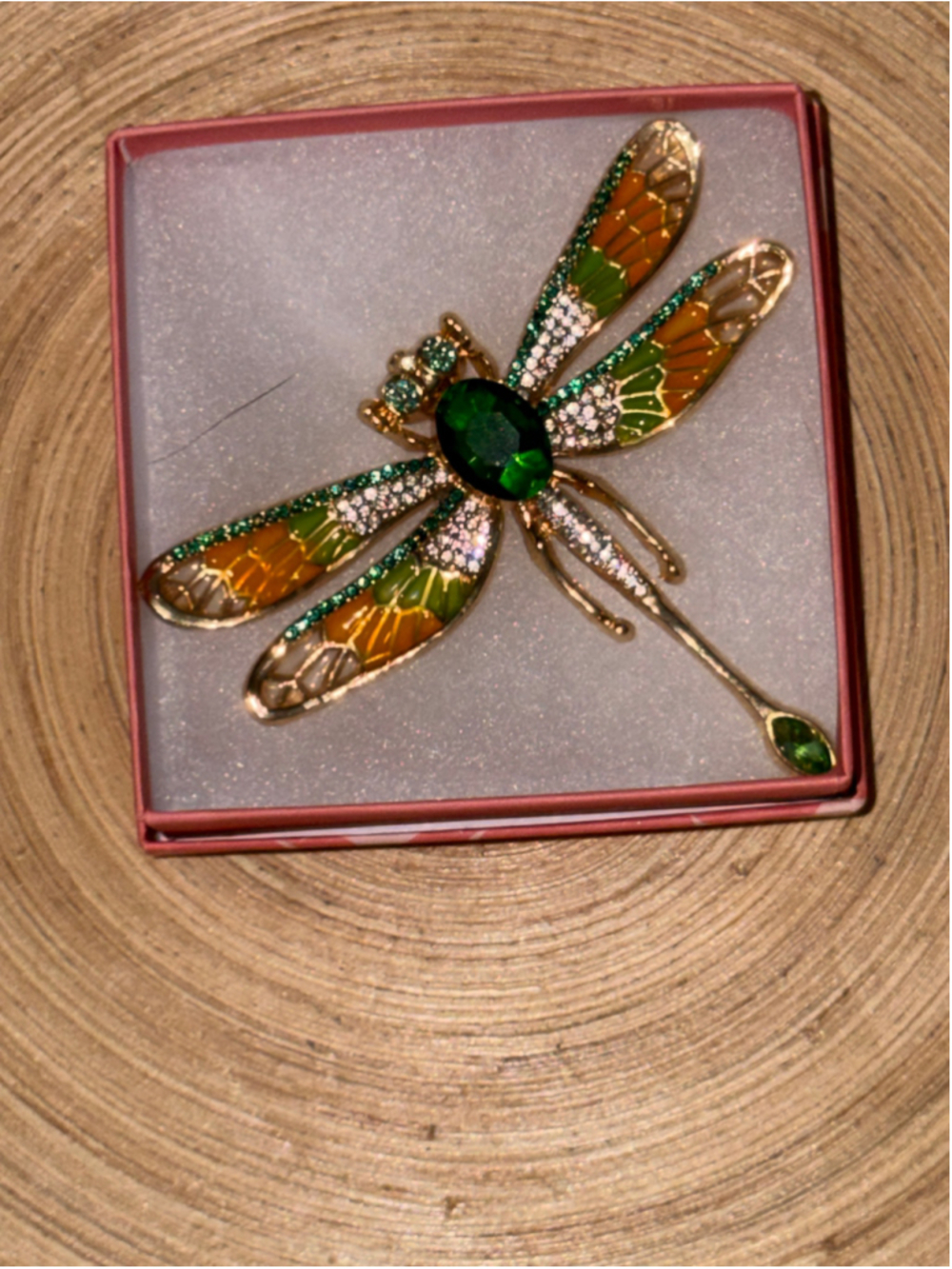 Aura’s Oddities Dragonfly Brooch Green and Gold
